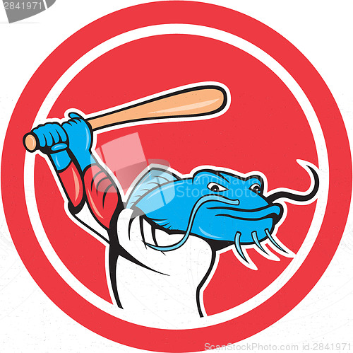 Image of Catfish Baseball Player Batting Cartoon