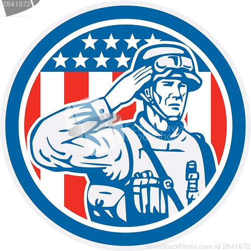 Image of Soldier Military Serviceman Salute Circle Retro