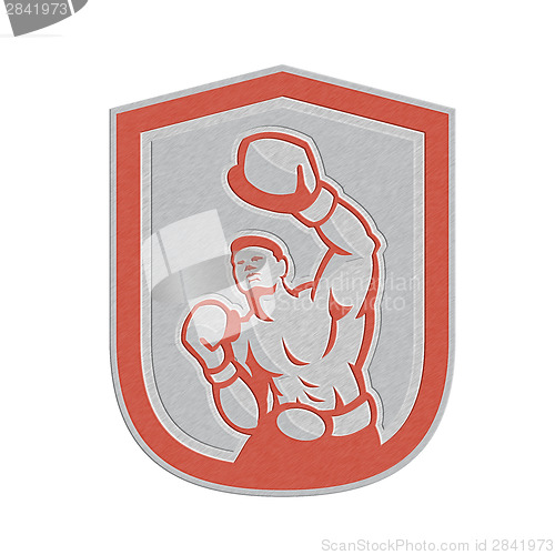 Image of Metallic Boxer Boxing Punching Jabbing Circle Retro