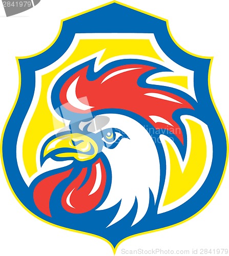 Image of Chicken Rooster Head Mascot Shield Retro