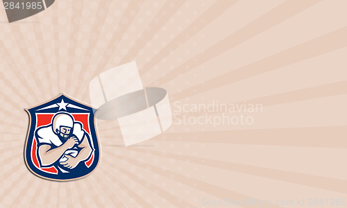 Image of Business card American Football Holding Ball Shield Retro