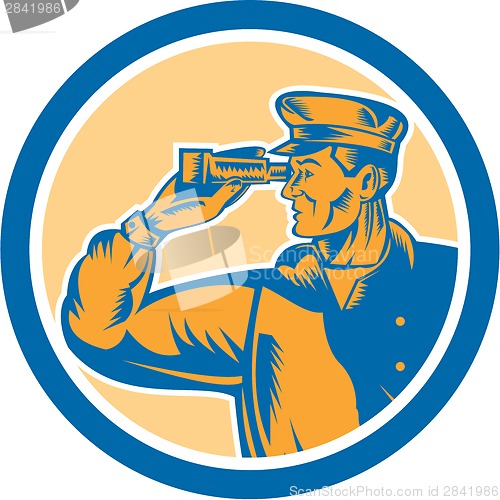 Image of Fisherman Sea Captain Binoculars Circle Retro