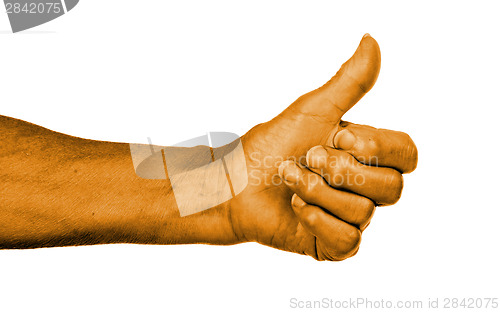 Image of Old woman with arthritis giving the thumbs up sign