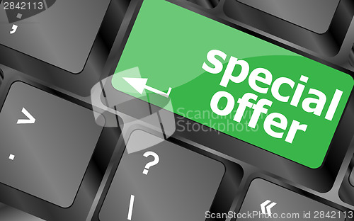 Image of special offer button on computer keyboard keys