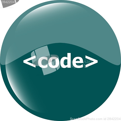 Image of Code sign icon. Programming language symbol. Circles buttons