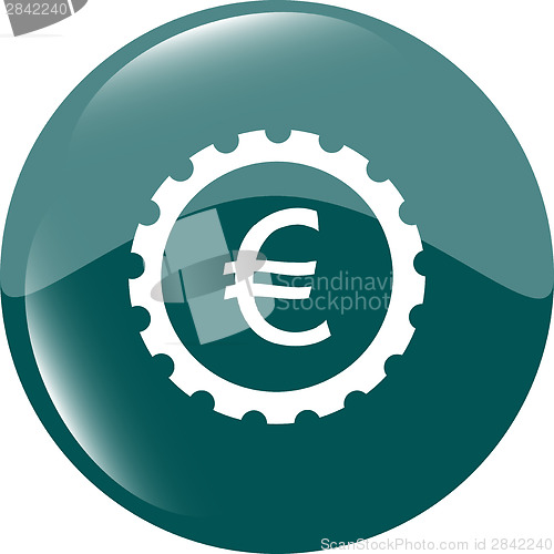 Image of gear (cog) web icon on cloud with euro eur money sign