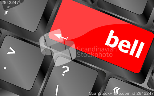 Image of bell word on computer pc keyboard key