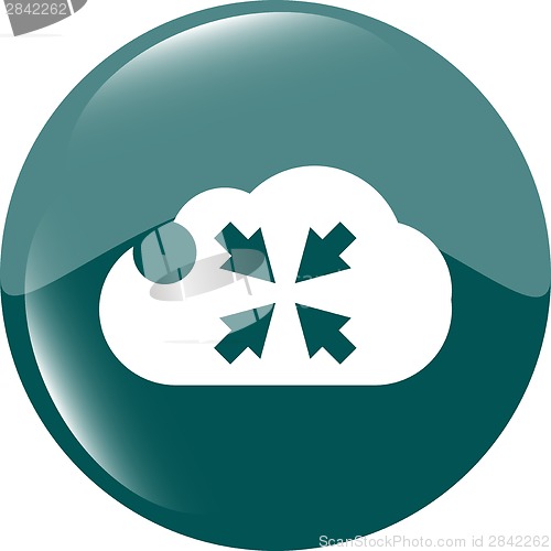 Image of abstract cloud icon. full screen upload button. Load symbol. Round button