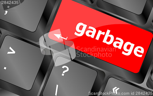 Image of garbage word on computer pc keyboard key