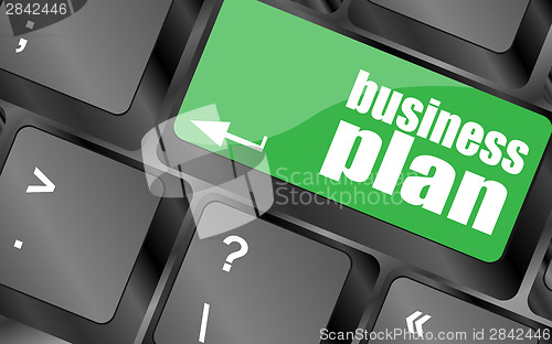 Image of business plan button on computer keyboard key