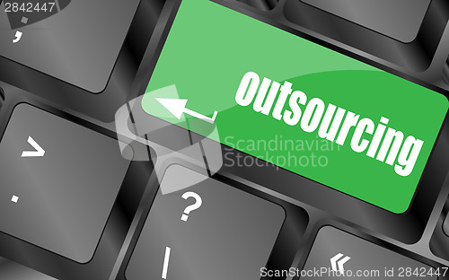 Image of outsourcing button on computer keyboard key