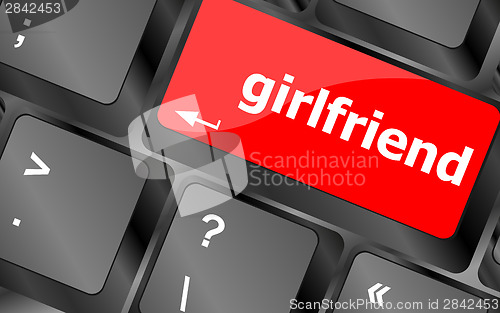 Image of girlfriend button on computer pc keyboard key