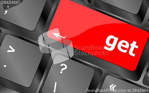 Image of get button on computer pc keyboard key
