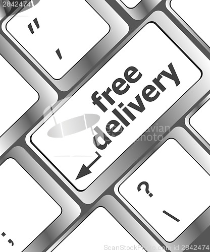 Image of free delivery key on laptop keyboard keys