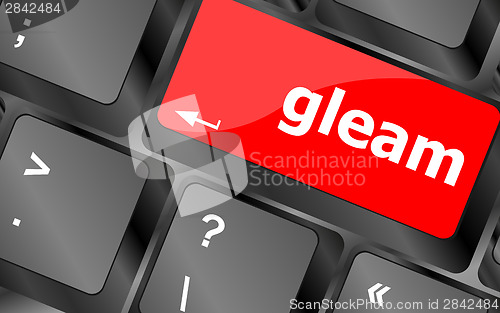 Image of gleam word on computer pc keyboard key