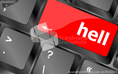 Image of hell word on computer pc keyboard key