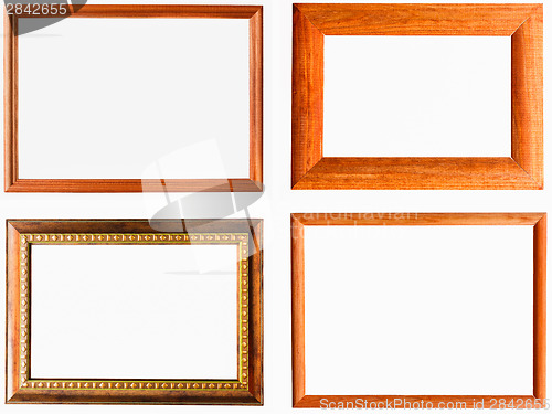 Image of Vintage Photo Frame, Wood Plated, White Background.