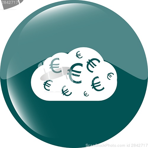Image of web icon cloud with euro sign, web button isolated on white