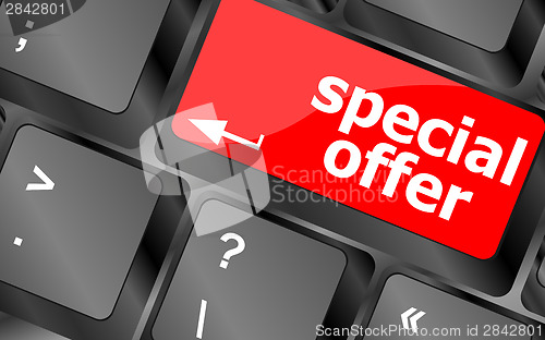 Image of special offer button on computer keyboard keys