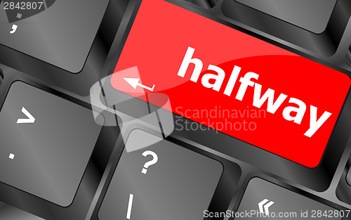 Image of halfway word on computer pc keyboard key