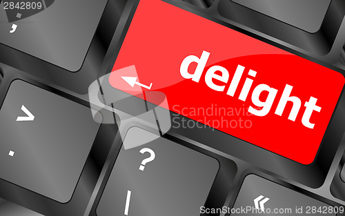 Image of delight button on computer pc keyboard key