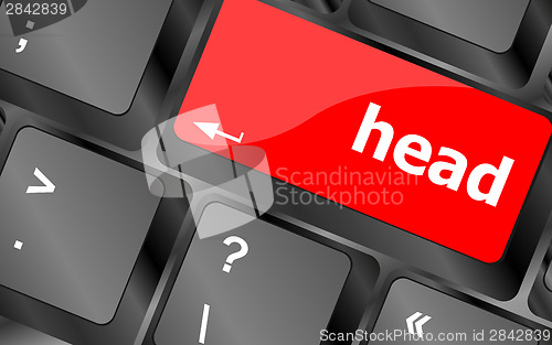 Image of head word on computer pc keyboard key