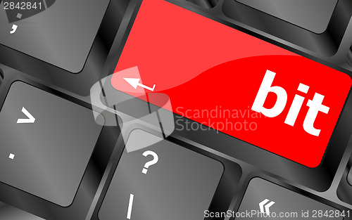Image of bit enter button on computer pc keyboard key