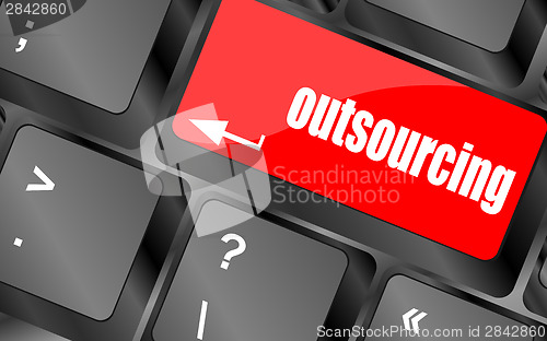 Image of outsourcing button on computer keyboard key