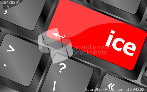 Image of ice word on computer pc keyboard key