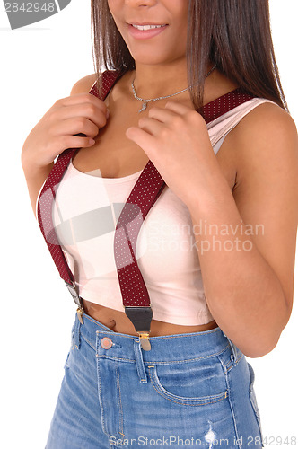 Image of Girl with red suspender