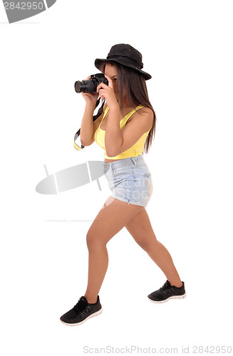 Image of Girl taking pictures.