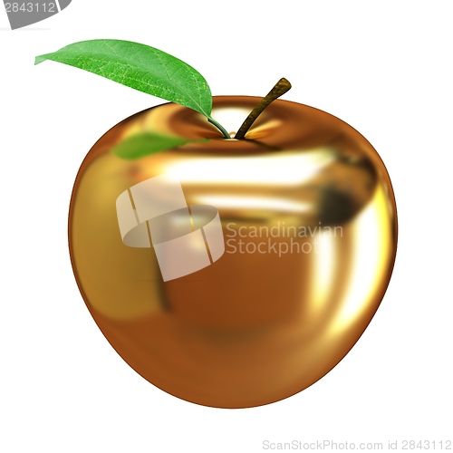 Image of Gold apple isolated on white background. Series: Golden apple un