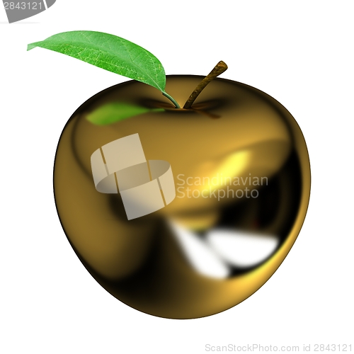 Image of Gold apple isolated on white background. Series: Golden apple un