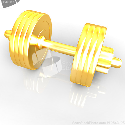 Image of Gold dumbbells on a white background