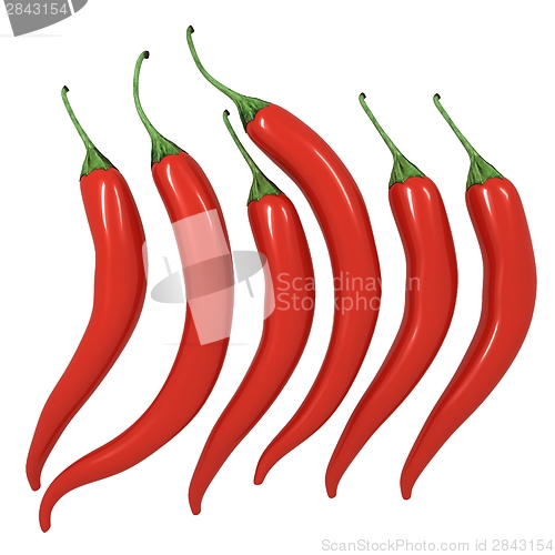 Image of Hot chilli pepper set isolated on white background