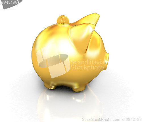 Image of Financial, savings and business concept with a golden piggy bank