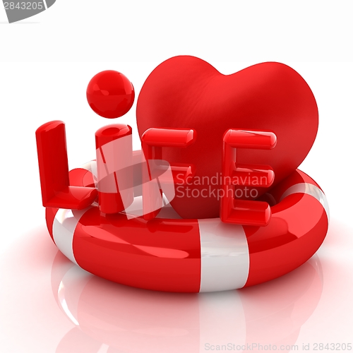 Image of Heart and life belt. Concept of life-saving