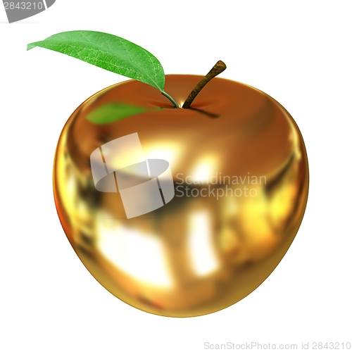 Image of Gold apple isolated on white background. Series: Golden apple un