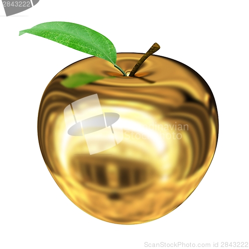 Image of Gold apple isolated on white background. Series: Golden apple un