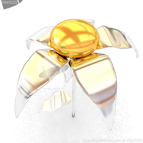 Image of Chrome flower with a gold head 