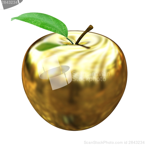 Image of Gold apple isolated on white background. Series: Golden apple un