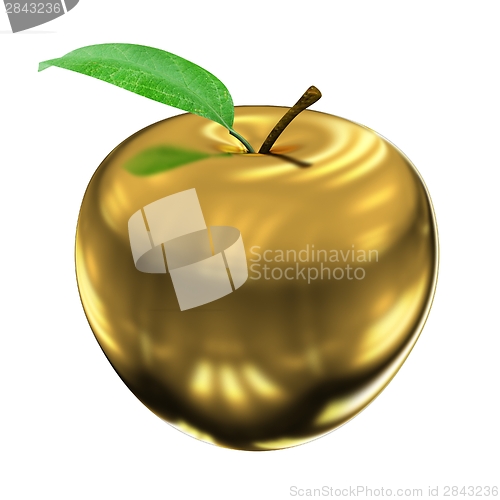 Image of Gold apple isolated on white background. Series: Golden apple un