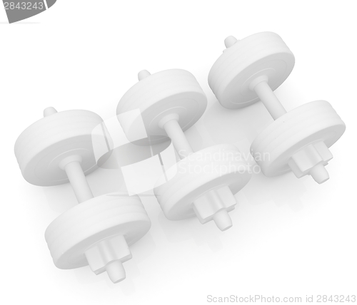 Image of White dumbbells on a white background