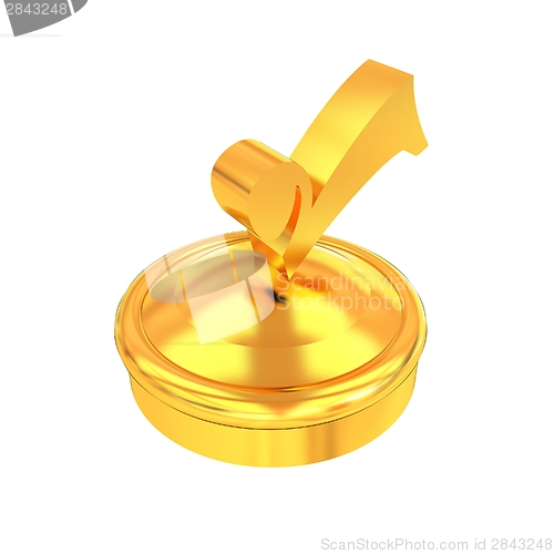 Image of illustration of gold checkmark on isolated background 