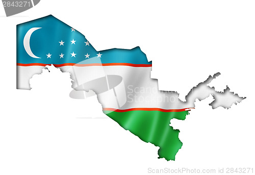 Image of Uzbekistan flag map