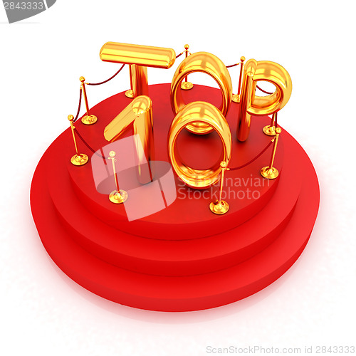 Image of Top ten icon on white background. 3d rendered image 