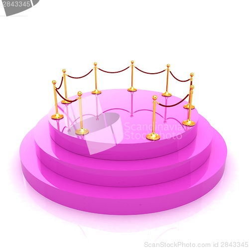 Image of 3D podium with gold handrail 