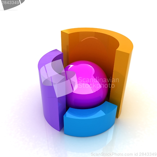Image of Abstract colorful structure with ball in the center 