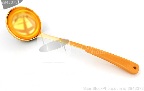 Image of gold soup ladle on white background 
