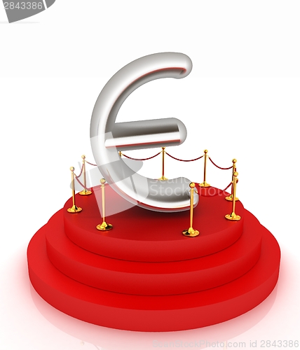 Image of Euro sign on podium. 3D icon on white background 